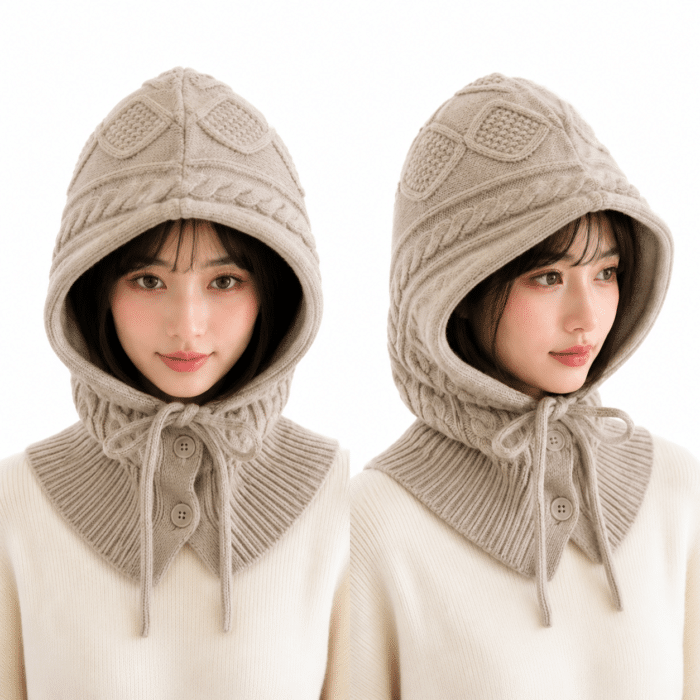 cagoule tricot beige