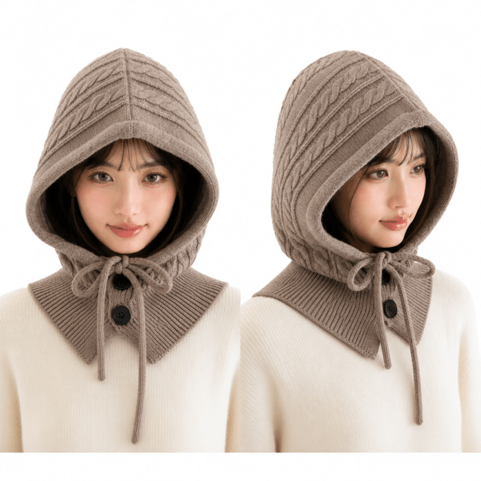 Cagoule Tricot Taupe