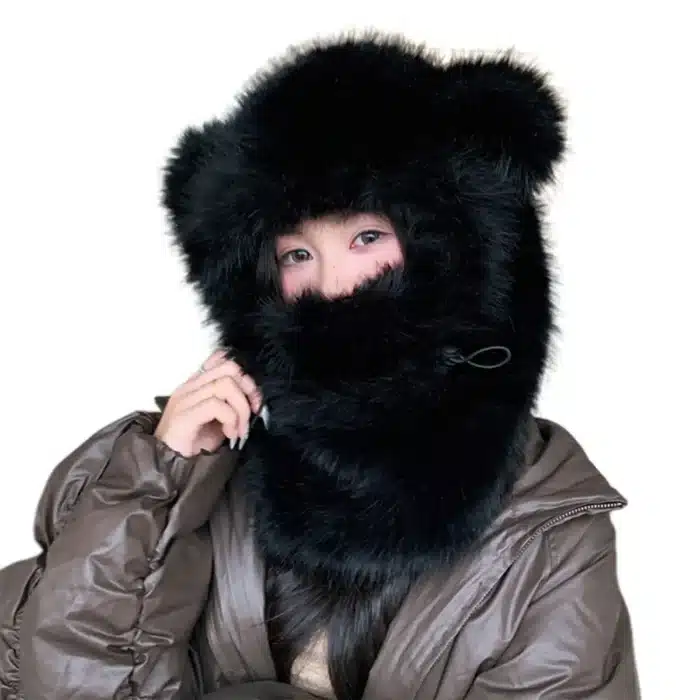Cagoule Fourrure Noire