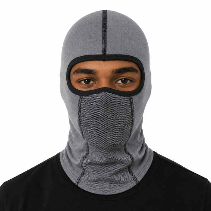 cagoule moto en soie grise 2