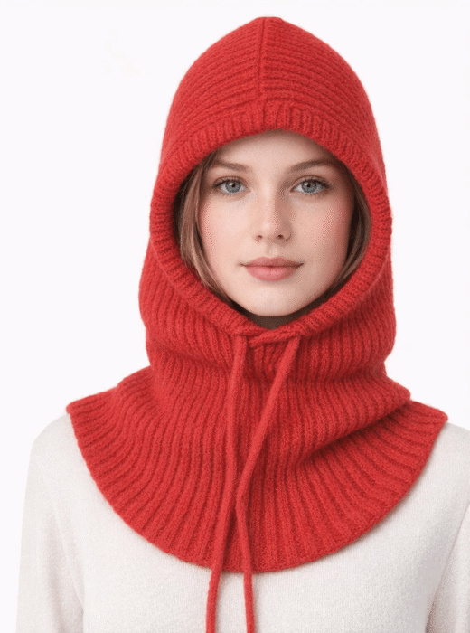Cagoule Maille Femme Rouge