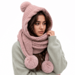 Cagoule Laine Femme Rose