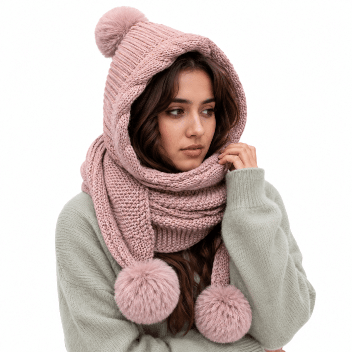 Cagoule Laine Femme Rose