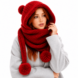 Cagoule Laine Femme Rouge
