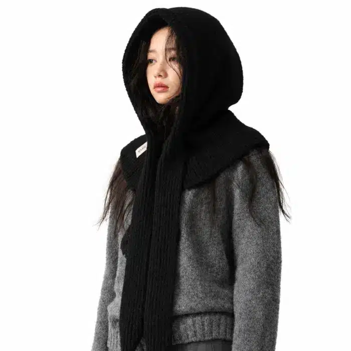 Cagoule Laine Noir​